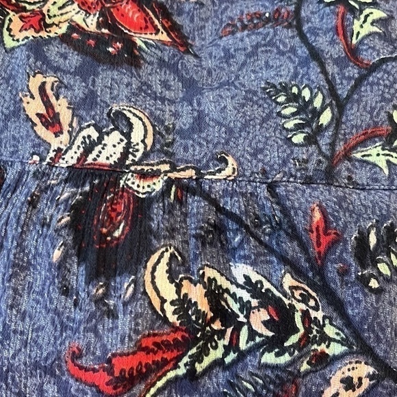 🎁3 for $30 HOLLISTER Floral Boho Faux Wrap Tassel Peasant Blouse Size Small - Picture 6 of 9